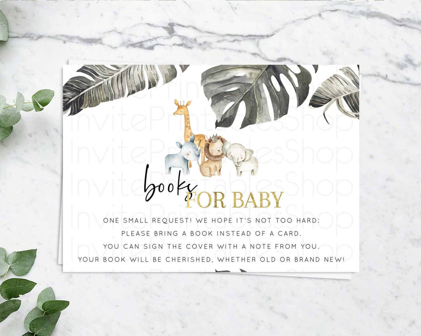 Safari Books For Baby Card Safari Book Insert Lion Gorilla Elephant Rhino Book Card Tropical Palm Zoo Guests Book Poem Request D10599