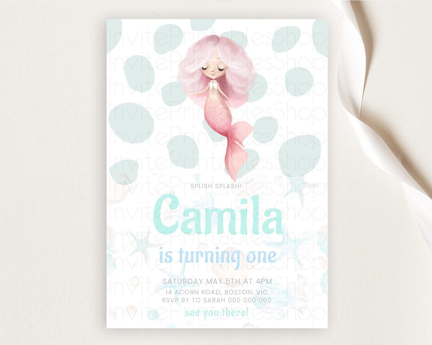 Mermaid Birthday Invitation Mermaid Invitation Rainbow Fish Under The Sea Colorful Pastel Mermaid Pool Party 2nd 1st First Birthday D10149