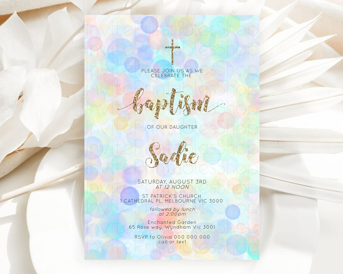 Pastel Baptism Invitation Bath Bomb Party Invitation Pastel Bubbles Baptism 1st Birthday Invitation Watercolour Christening Invite D10447