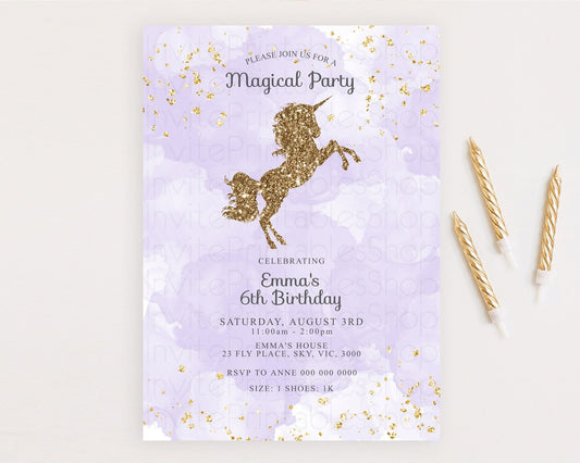 Editable Unicorn Rainbow Birthday Invitation Pastel Birthday Invite Magical