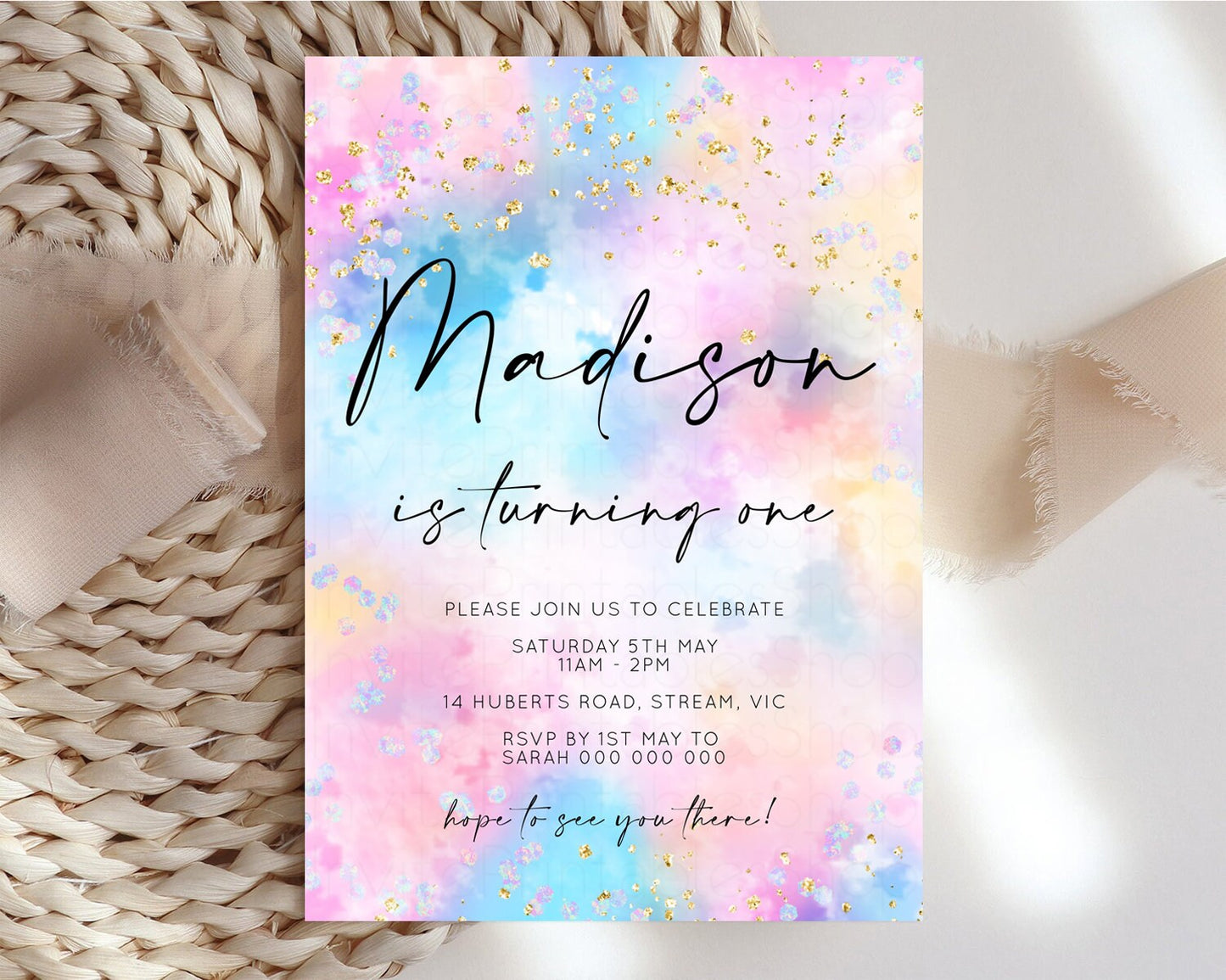 Rainbow Birthday Invitation Pastel Birthday Invite Ombre Rainbow Invite Colorful Watercolor Invite Glitter Clouds Invite 1st 2nd 3rd 589v4