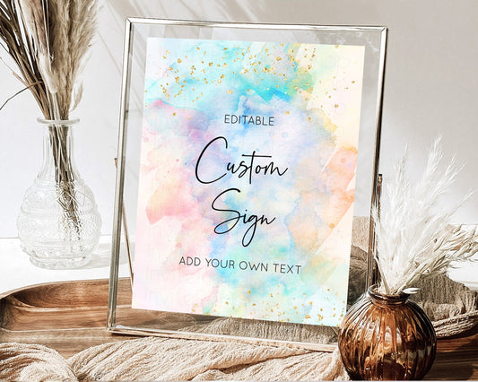 Pastel Rainbow Sign Cards Gifts Sign Table Signs Diaper Sign Book Sign Food Sign Custom Sign Glitter Wedding Birthday Baby Shower 8x10 276v3