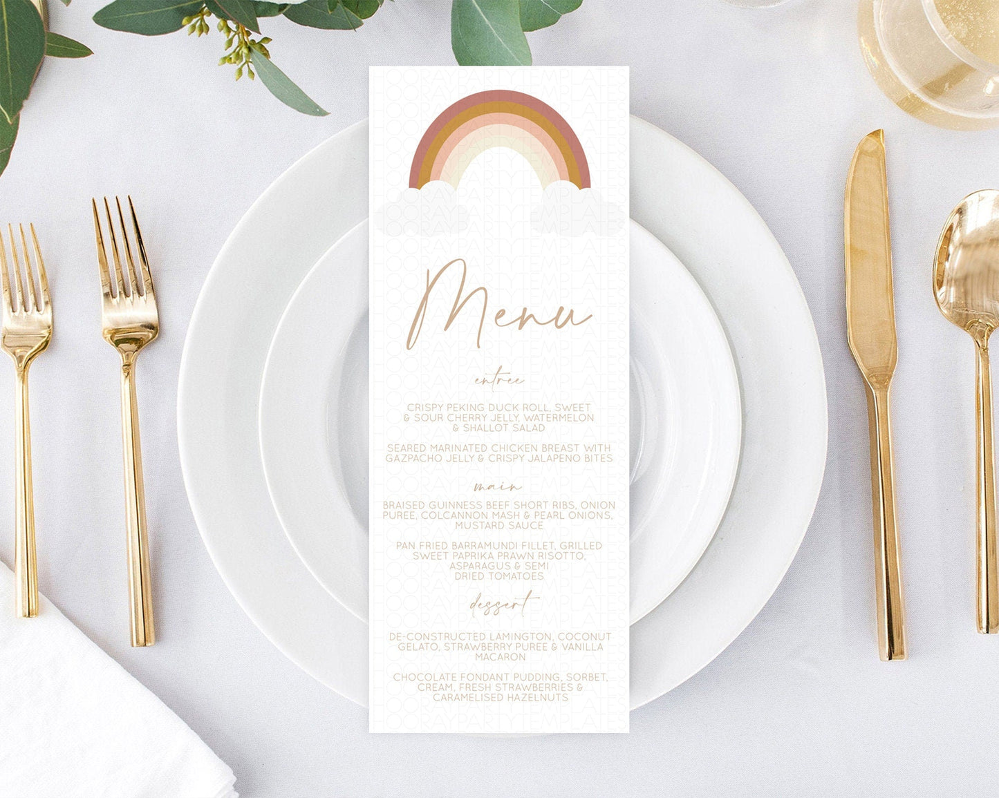 Pastel Rainbow Menu Boho Rainbow Menu Template Rainbow Boho Table Decor Pastel Rainbow Dinner Dessert Menu Rainbow Party Food Menu D10122