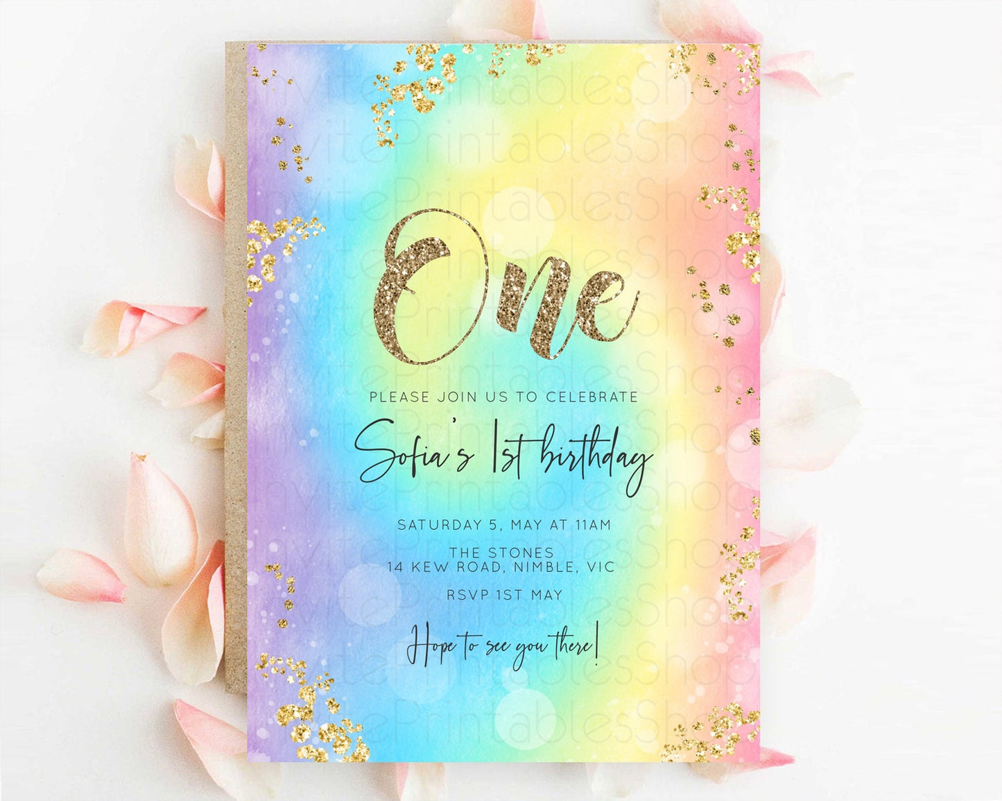 Tie Dye Invitation Rainbow Birthday Invitation Pastel Invitation Colorful Invitation Pastel Rainbow Party 3rd 2nd 1st First Birthday D10568