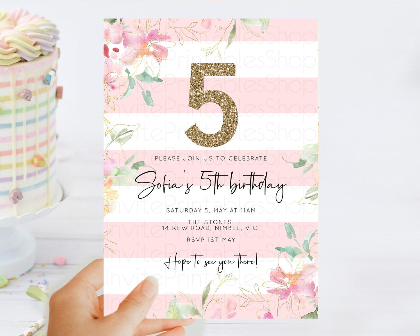 Secret Garden Invitation Wildflower Birthday Invitation Pastel Flowers Invite Enchanted Garden Boho Floral 3rd 2nd First Birthday D10300