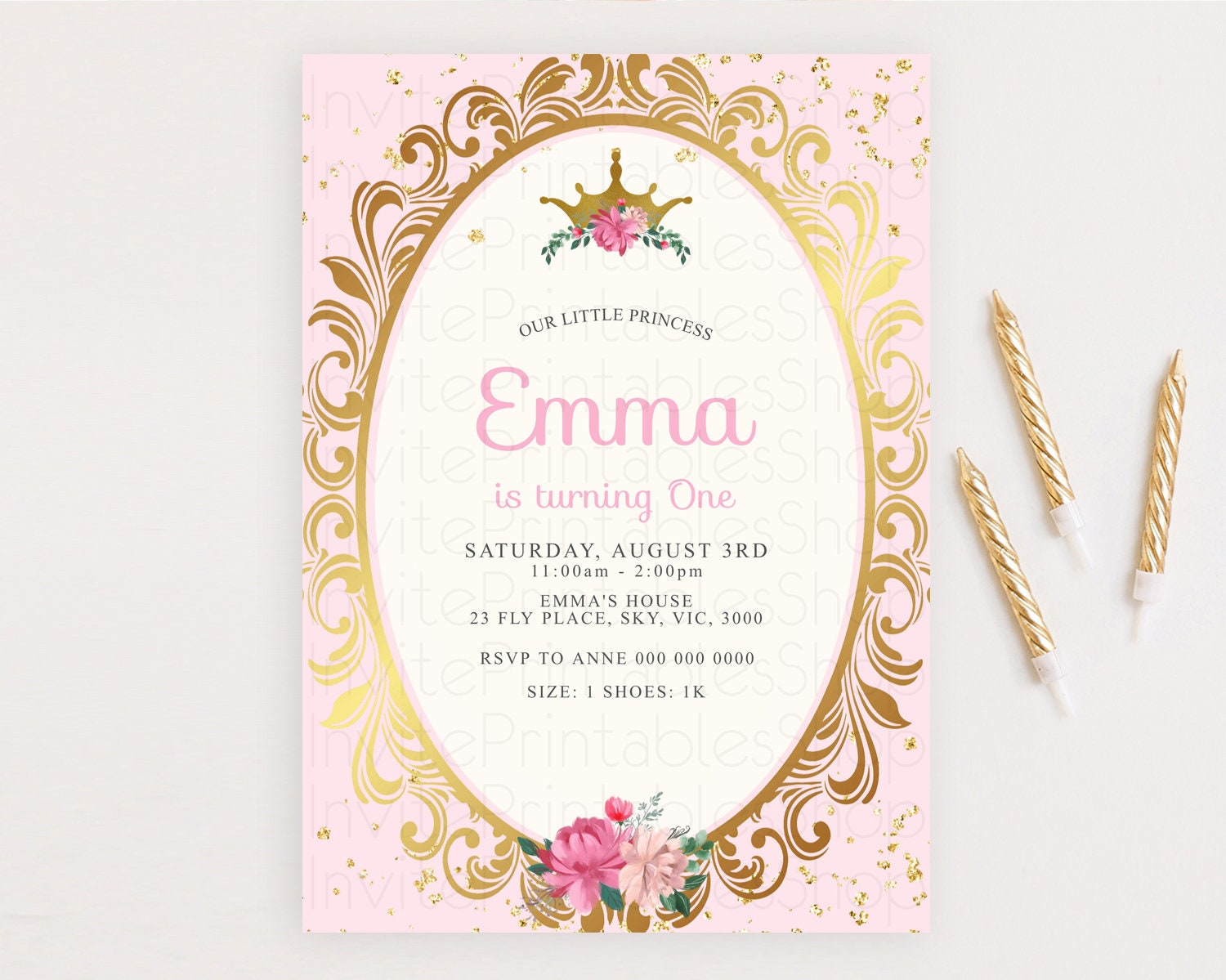 Editable Princess Birthday Invitation Castle Invitation Royal Birthday Fairy