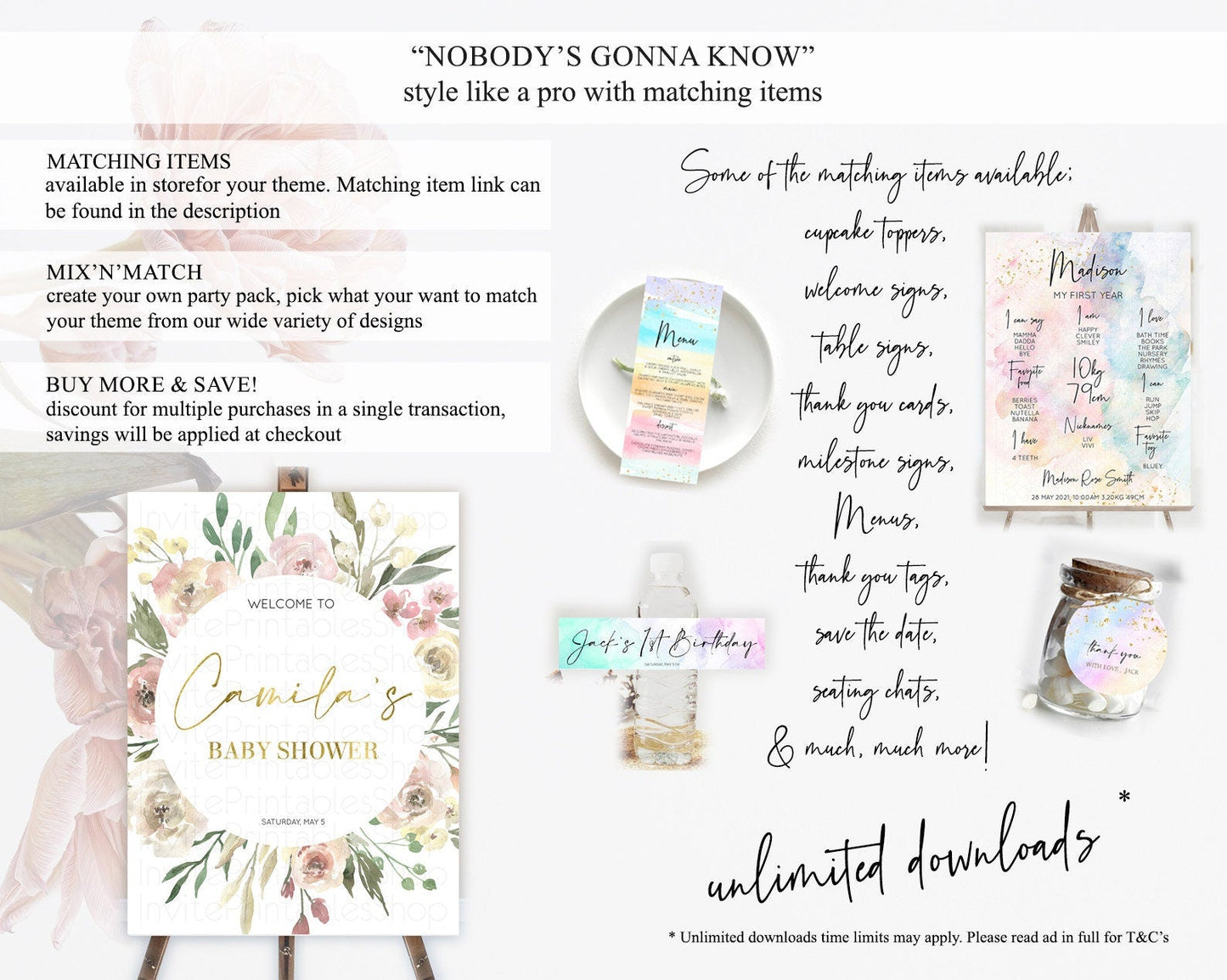 Secret Garden Baby Shower Welcome Sign Wildflower Welcome Board Pastel Flower Garden Welcome Poster Boho Wildflower Welcome Sign D10202