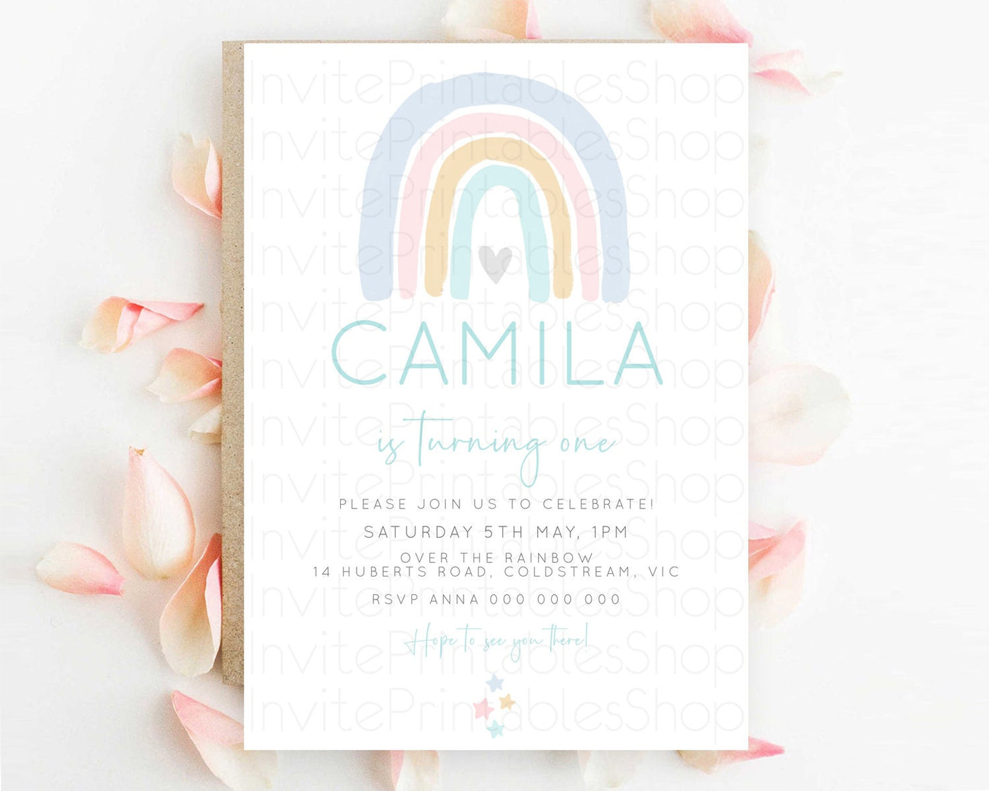 Pastel Rainbow Birthday Invitation Pastel Rainbow Invitation Rainbow Invitation Pastel Invitation Boho Rainbow 1st First Birthday D10214