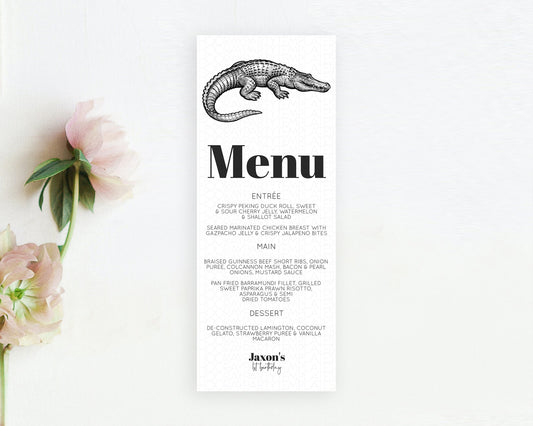 Editable Crocodile Menu Alligator Menu Template Croc Gator Table Decor Croc