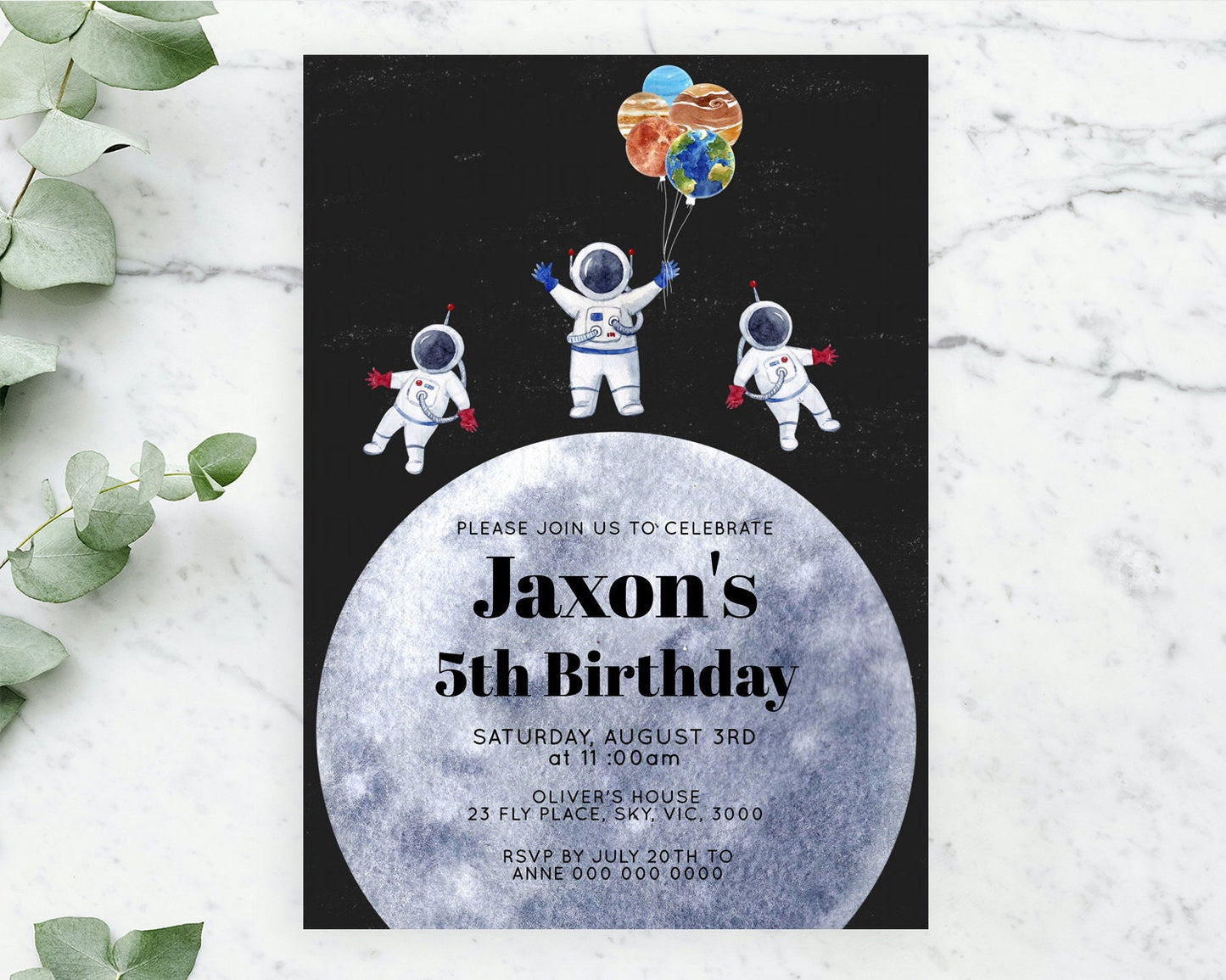 Space Birthday Invitation Space 1st Birthday Invites First Trip Around the Sun Invite Sky Stars Planets Milkyway Solar System Invite D10430