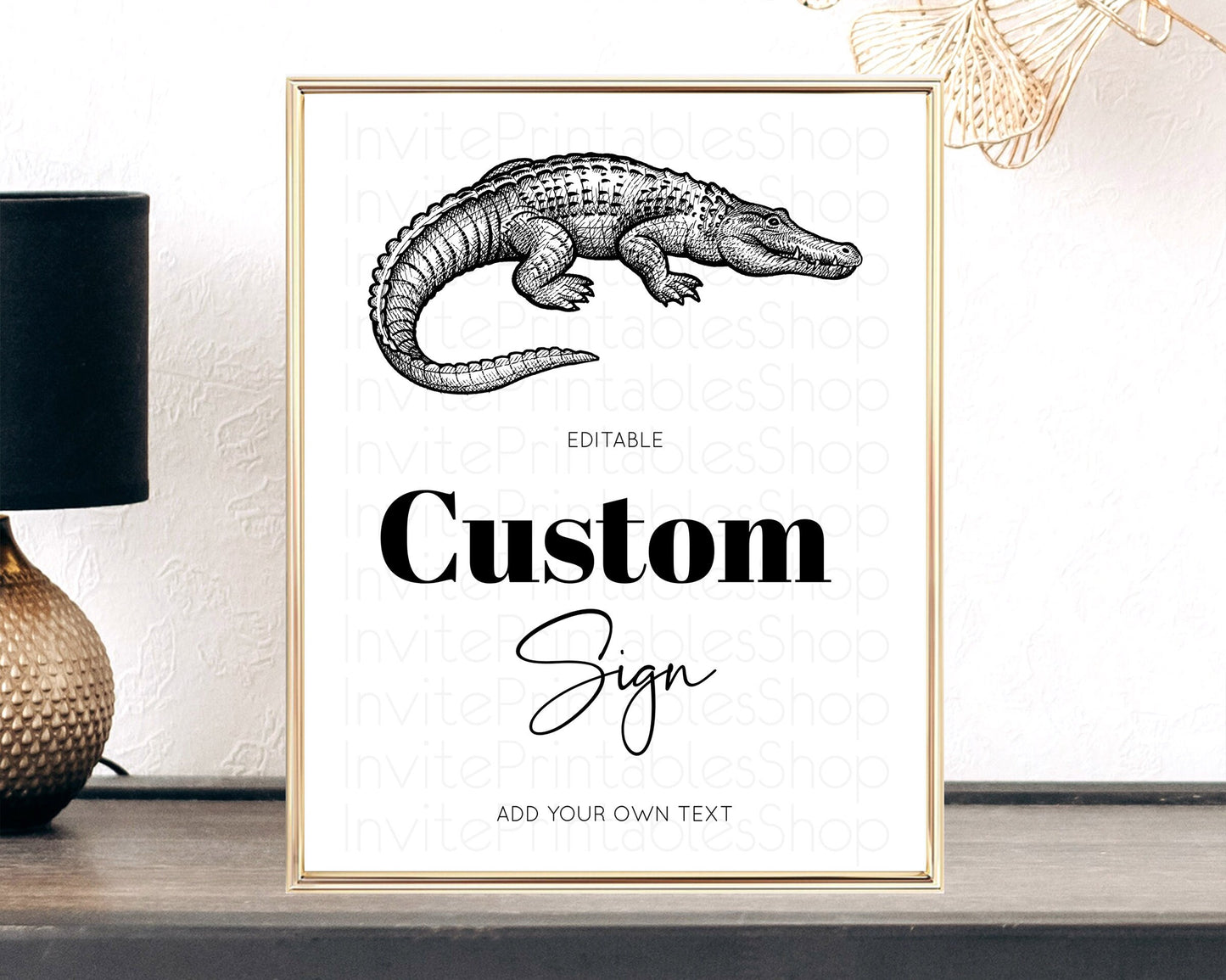 Croc Gator Sign Swamp Table Sign Decor Croc Gator Party Sign Template Safari Adventure Croc Gator Minimal Theme 1st Birthday Baptism D10286