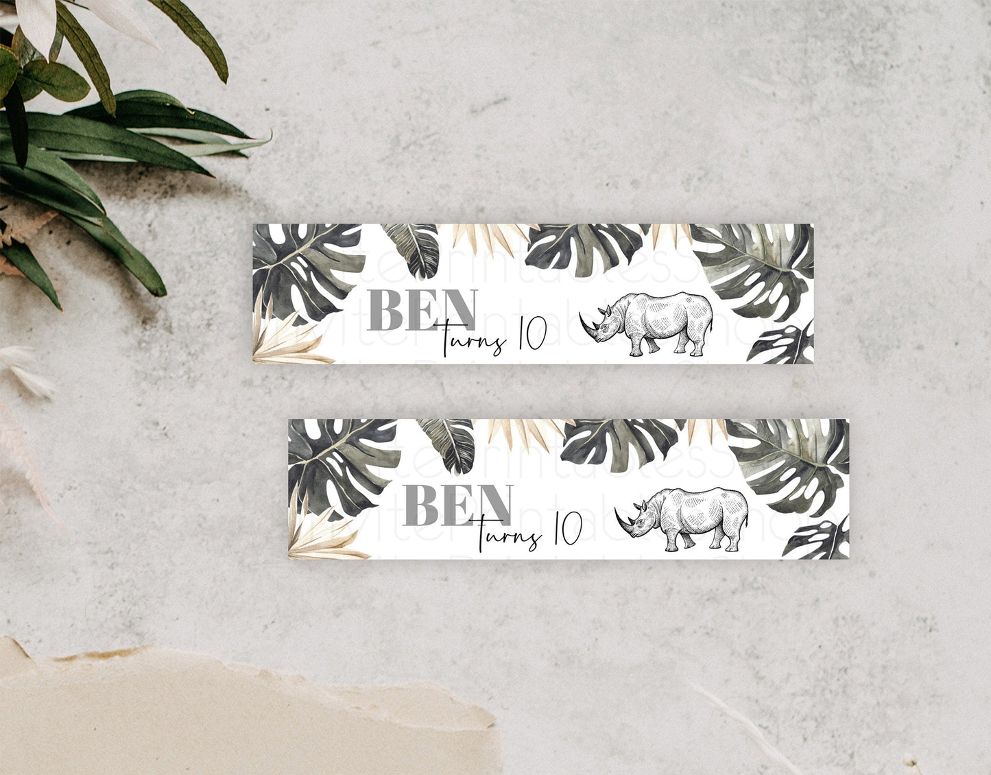 Rhino Water Label Template Rhino Party Decor Water Label Safari Adventure Rhino Minimal Theme For 1st Birthday Baptism Baby Shower D10826