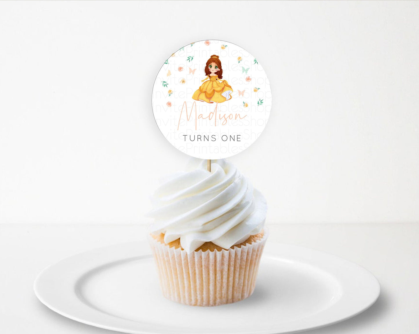 Princess Cupcake Toppers Castle Cupcake Toppers Royal Princess Décor Fairy Tale Enchanted Castle Pastel Floral Garden Table Number  D10890