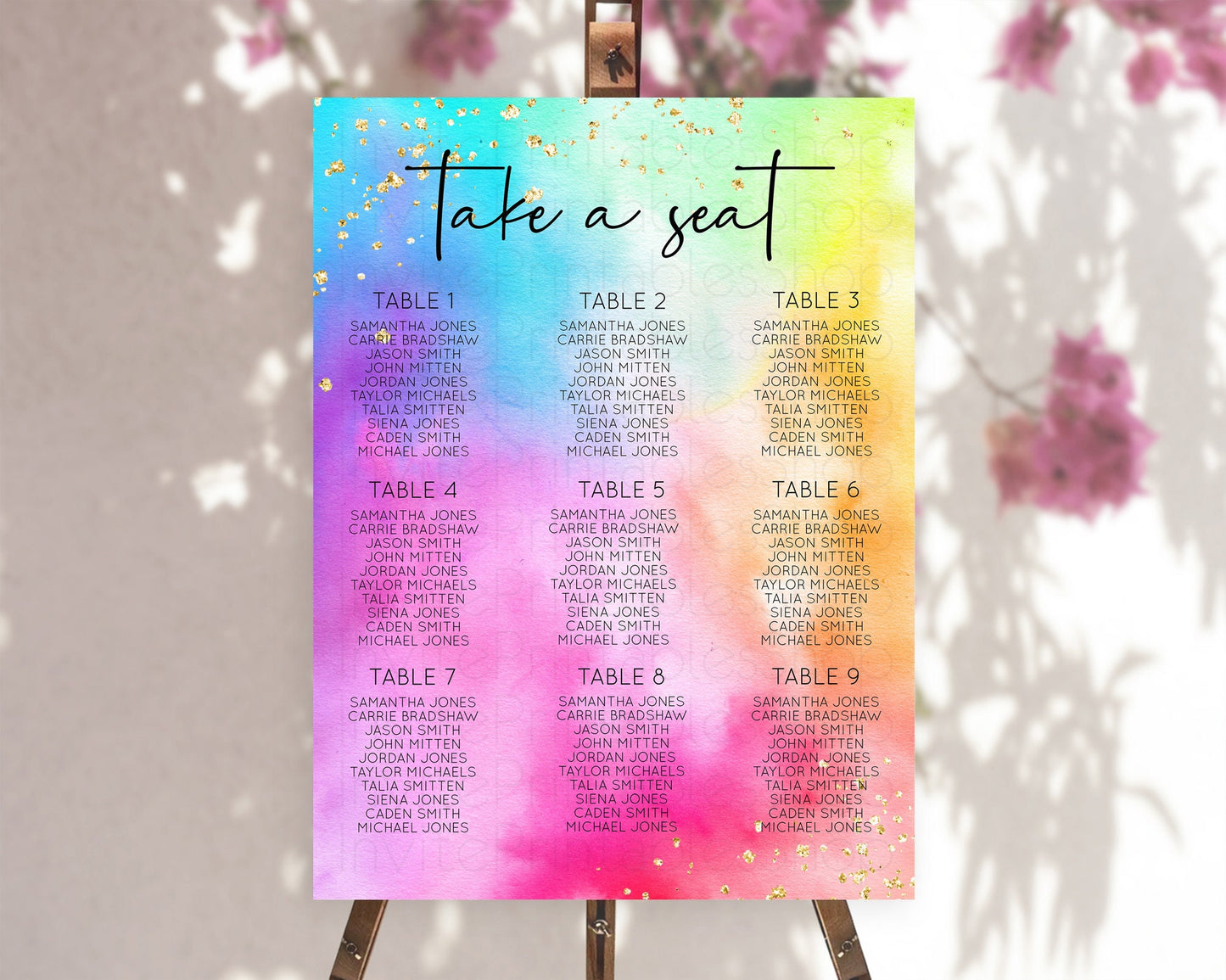 Tie Dye Seating Chart Rainbow Tie Dye Seating Chart Rainbow Colorful Seating Chart Tie Dye Pastel Rainbow Party Decor Take A Seat D10456