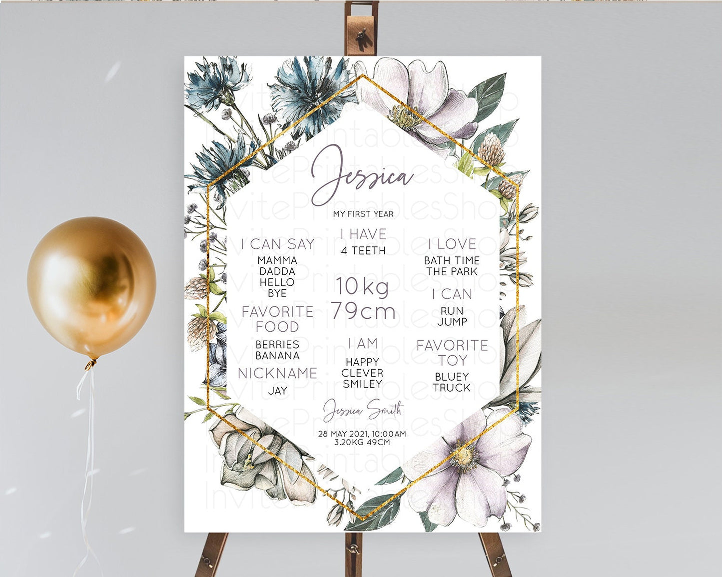 Secret Garden Milestone Board Wildflower First Birthday Milestone Poster Pastel Flowers Milestone Boho Wildflower 1st Birthday Sign D10501