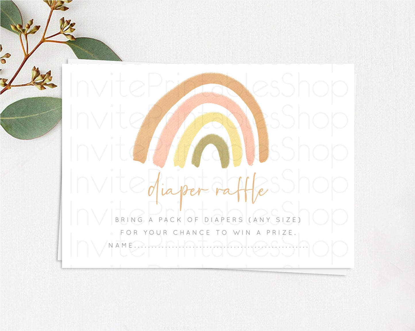 Pastel Rainbow Diaper Raffle Card Boho Rainbow Diaper Insert Boho Rainbow Diaper Ticket Pastel Watercolor Baby Shower Raffle Game D10684