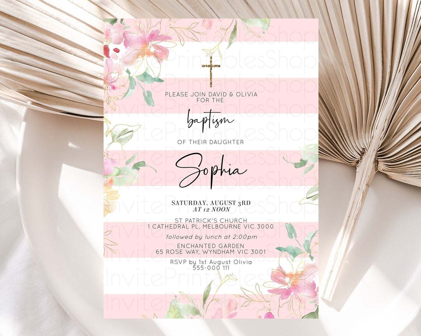 Secret Garden Baptism Invitation Wildflower Baptism Birthday Invite Pastel Flowers Christening Invite Enchanted Garden Boho Floral D10300
