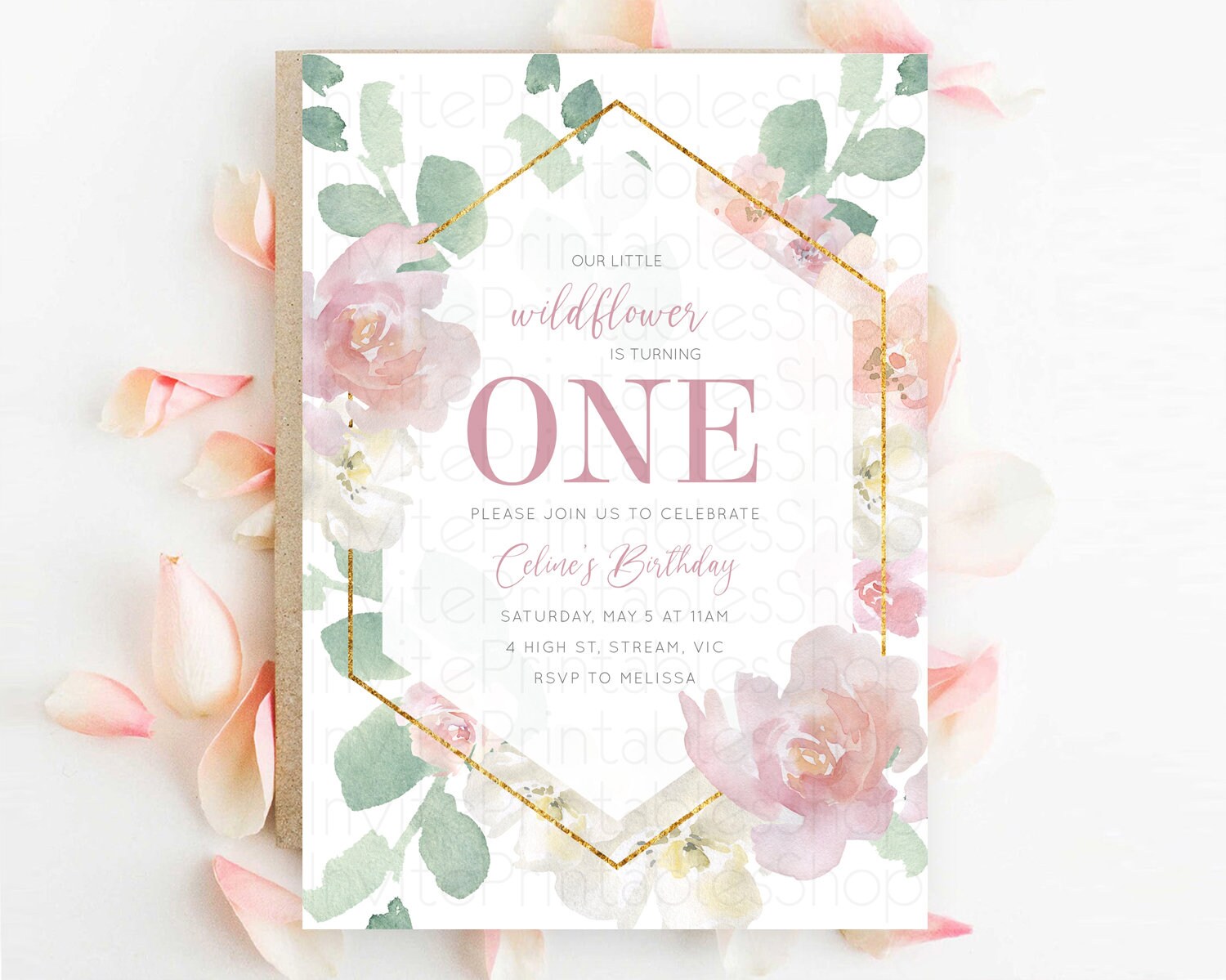 Editable Secret Garden Invitation Wildflower Birthday Invitation Pastel Flow