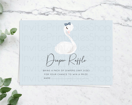 Swan Diaper Raffle Card Swan Princess Ballet Diaper Raffle Insert Enchanted Swan Lake Diaper Ticket Secret Garden Floral Raffle Game D10760