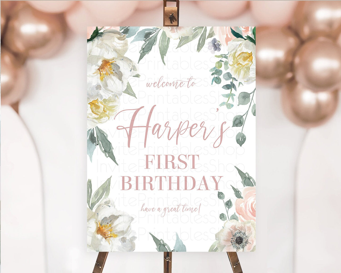 Secret Garden Welcome Sign Wildflower Welcome Board Pastel White Flower Garden Welcome Poster Boho Floral 1st Birthday Welcome Sign D10121