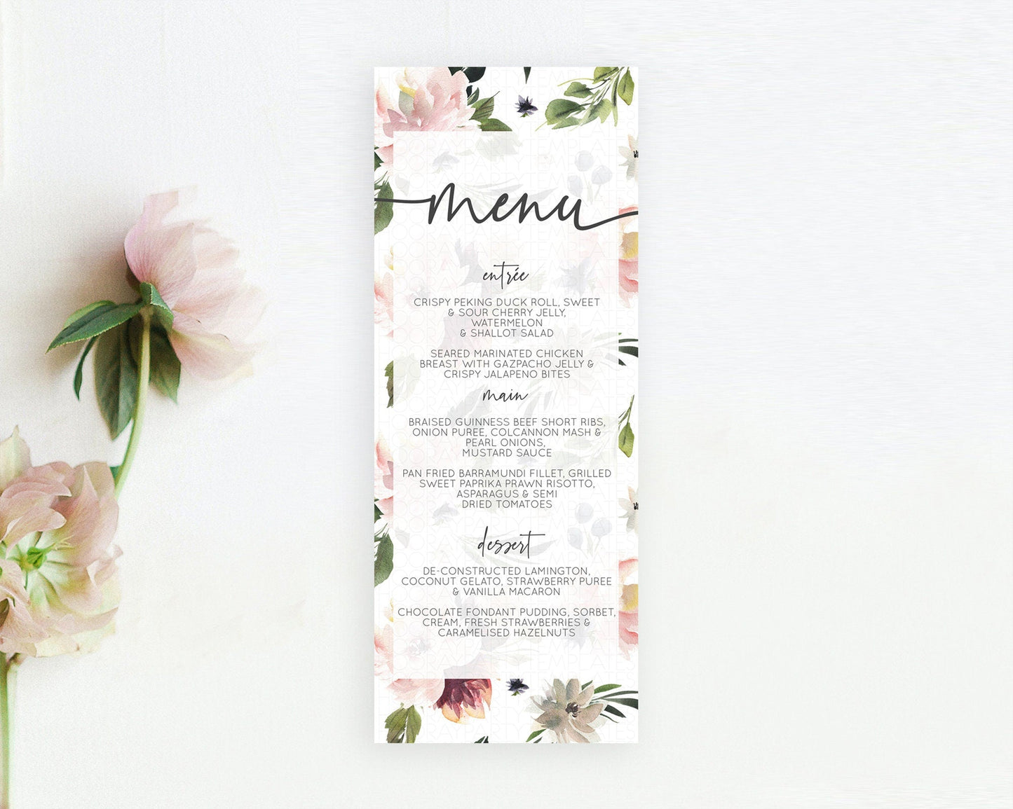 Secret Garden Menu Wildflower Menu Template Pastel Flower Garden Table Decor Boho Floral Dinner Dessert Floral Party Food Menu D10538