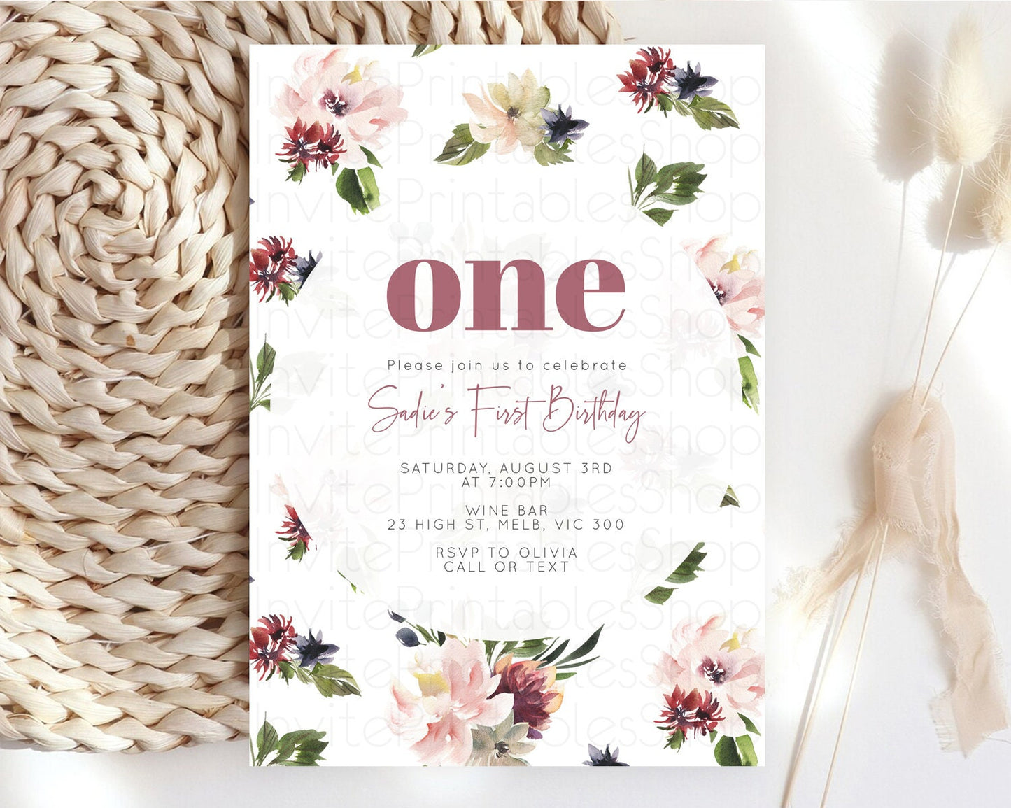 Secret Garden Invitation Wildflower Birthday Invitation Pastel Flowers Invite Enchanted Garden Boho Floral 3rd 2nd First Birthday D10538