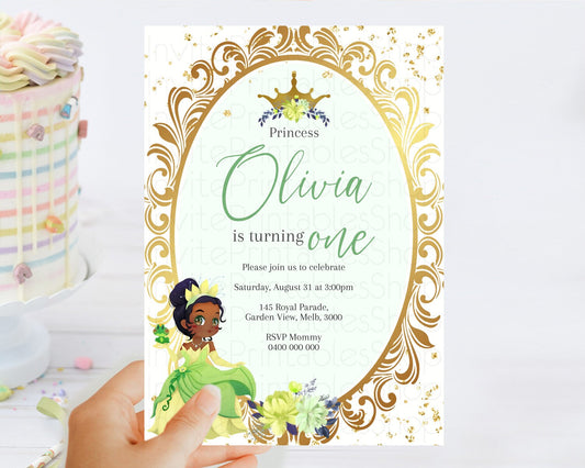 Princess Birthday Invitation Castle Invitation Royal Birthday Fairy Tale Enchanted Mirror Pastel Floral Garden 1st First Birthday D10744