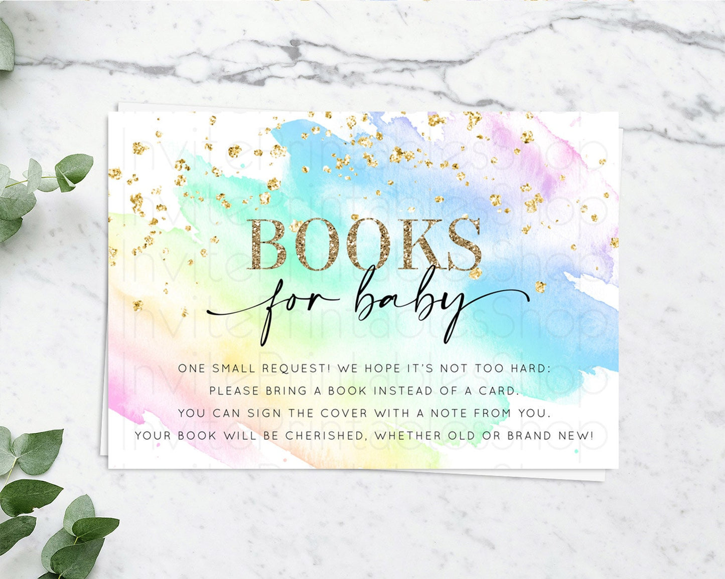 Pastel Books For Baby Card Pastel Rainbow Book Insert Colorful Ombre Watercolor Book Card Confetti Glitter Baby Book Poem Request D10640