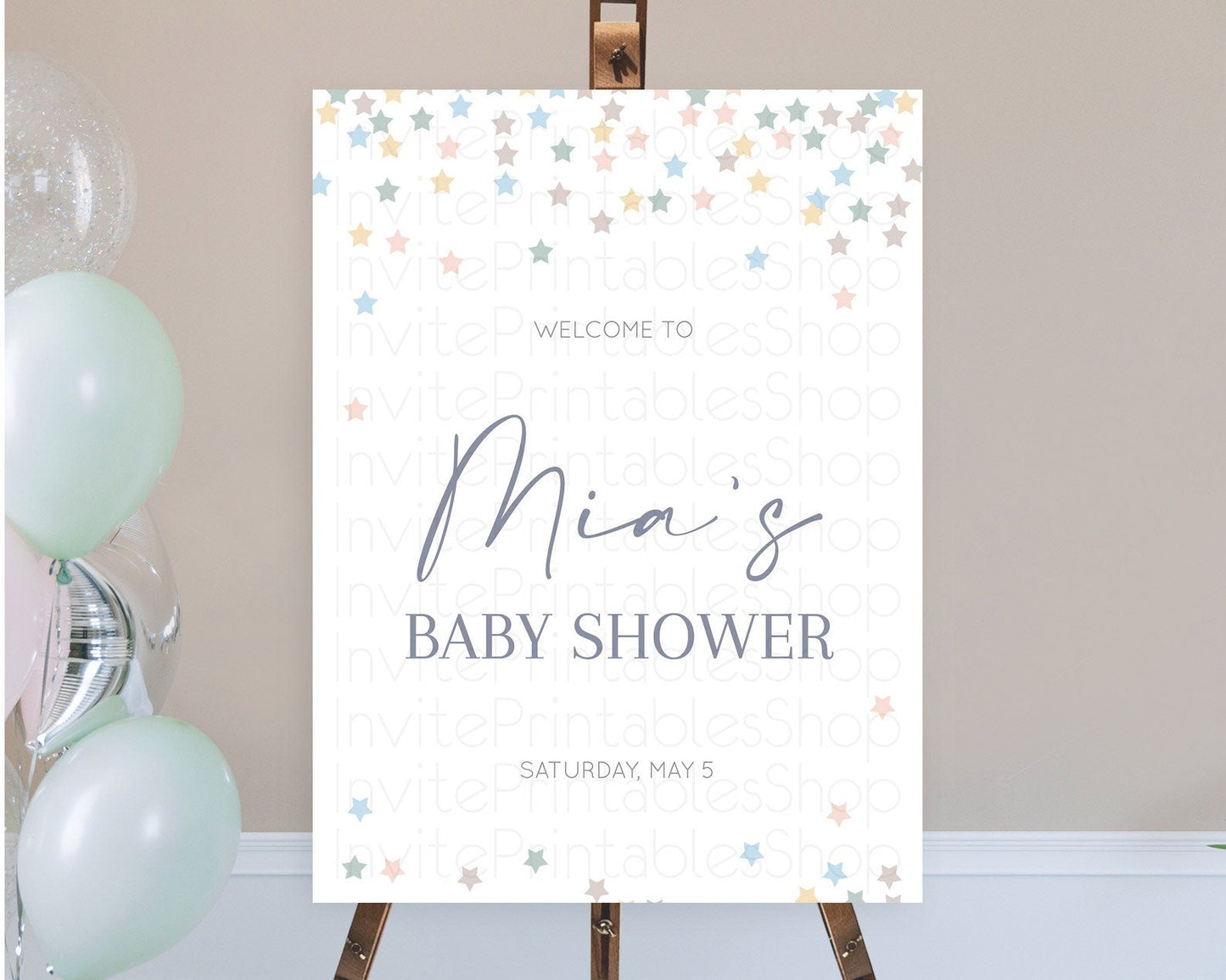 Star Baby Shower Welcome Board Pastel Stars Welcome Sign Shooting Star Rainbow Colorful Confetti Twinkle Little Star Welcome Sign D10795