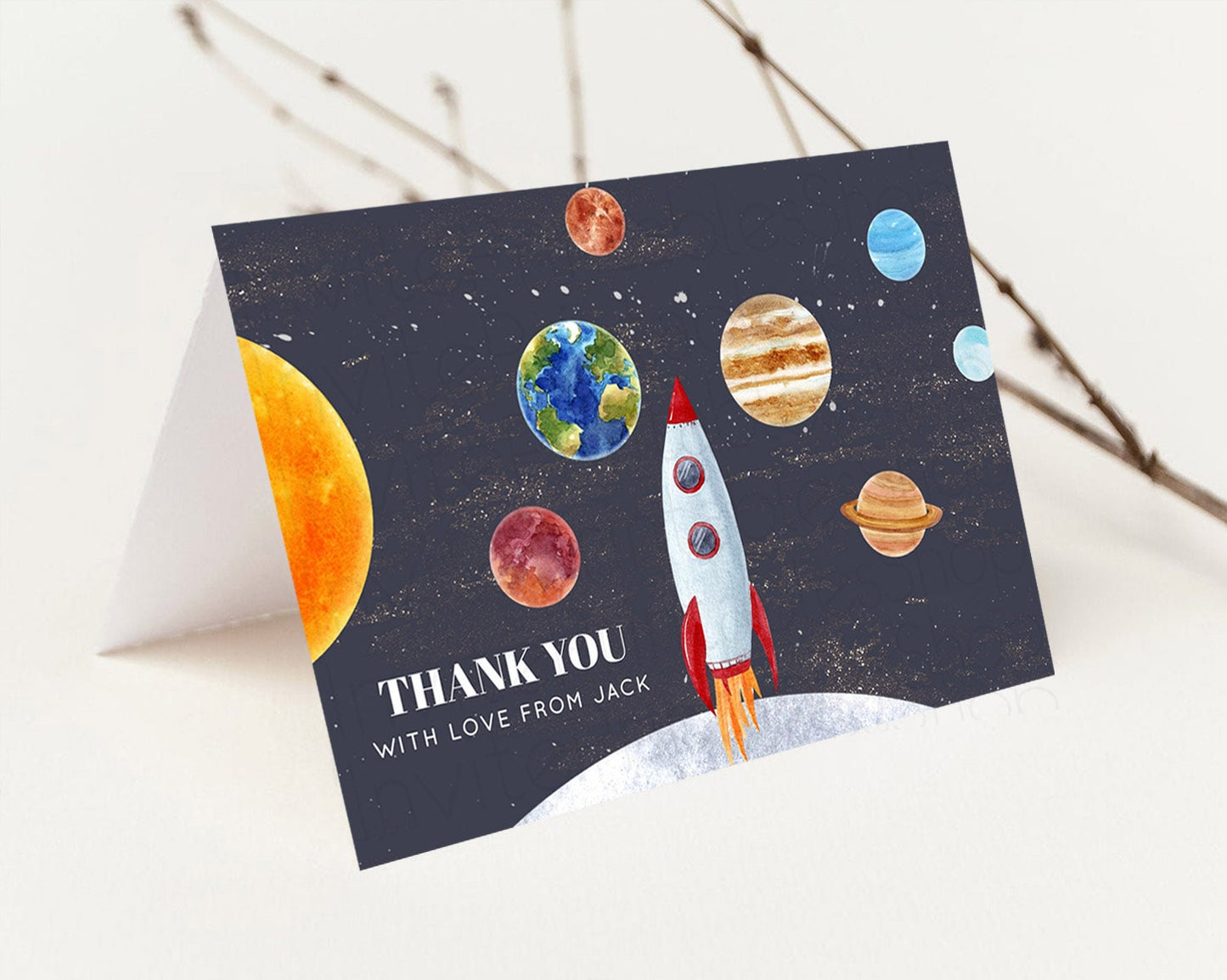 Space Thank You Space Thank You Card First Trip Around the Sun Thank You Card Planets Solar System First Birthday Thank You Cards D10430