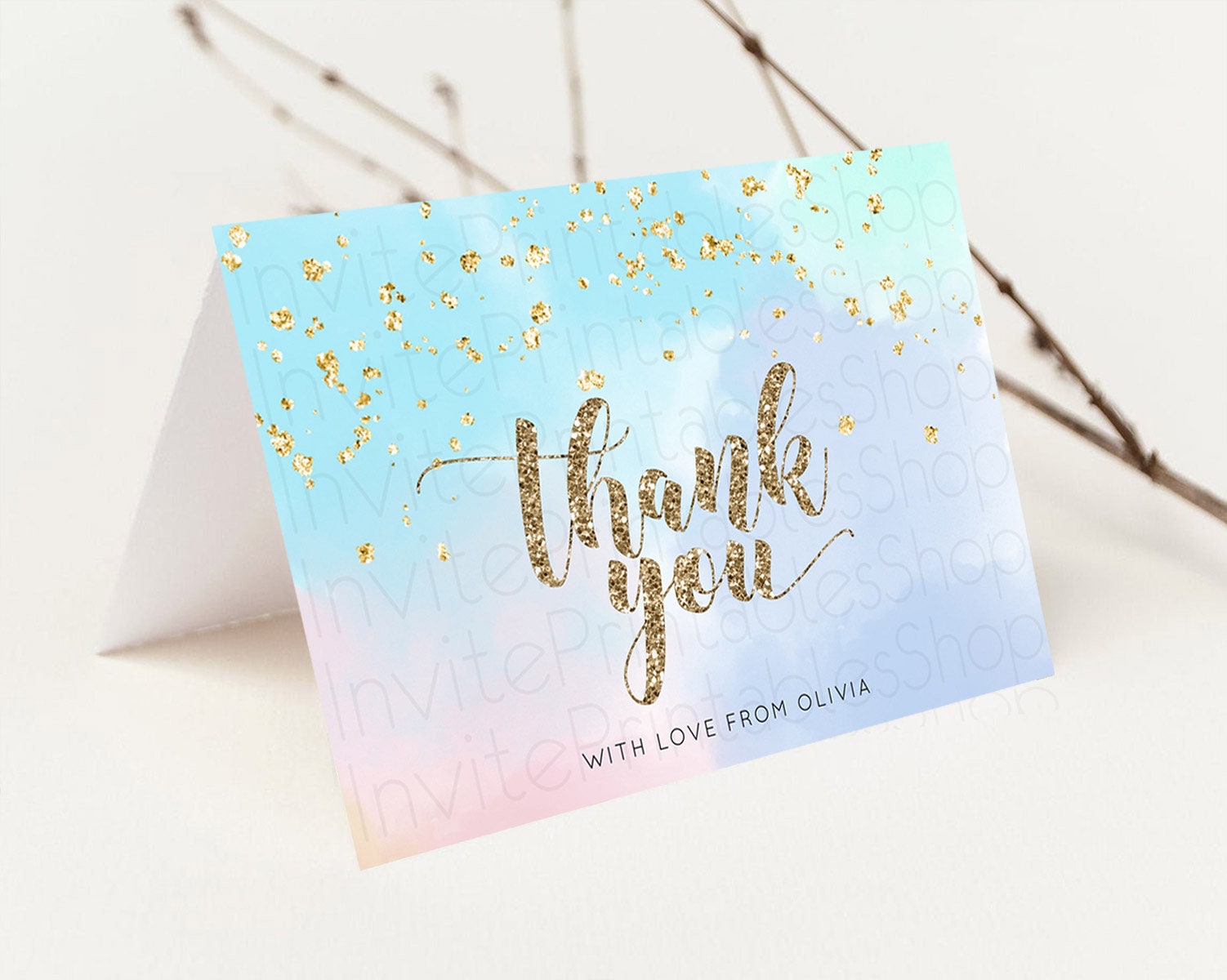 Editable Pastel Thank You Rainbow Thank You Card Colorful Pastel Birthday Th