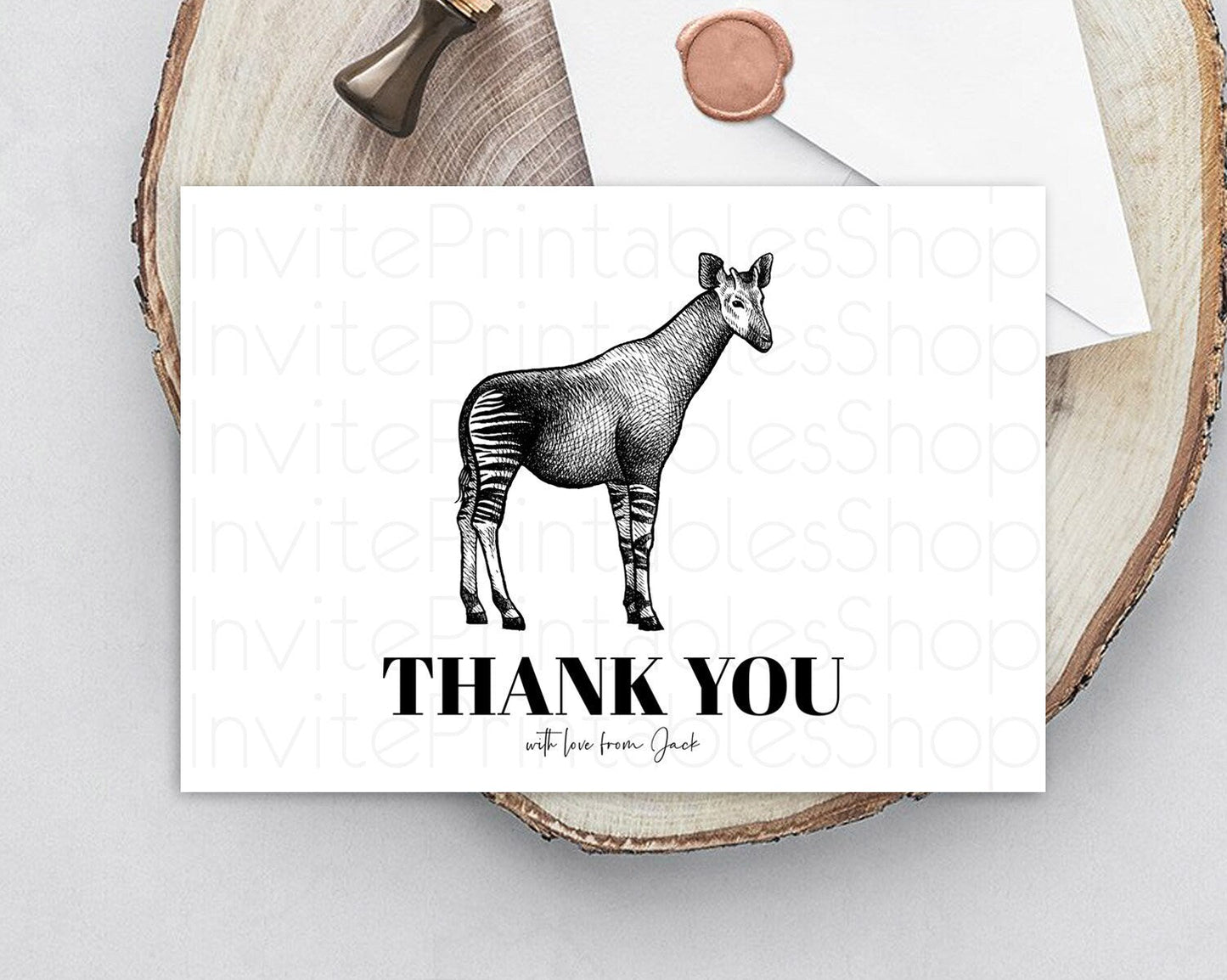 Okapi Thank You Okapi Thank You Card Okapi Party Cards Birthday Thank You Card Safari Card Template Okapi Teacher Thank You Cards D10283