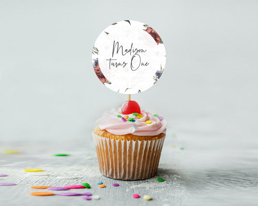 Editable Secret Garden Cupcake Toppers Wildflower Cupcake Toppers Pastel Flo