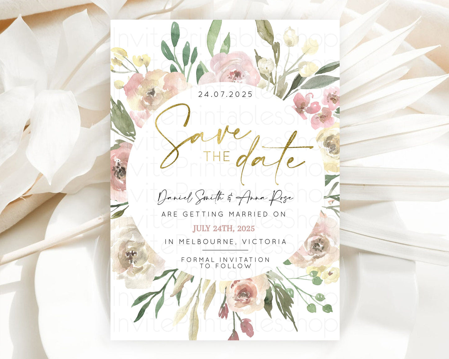 Wildflower Save The Date Template Secret Garden Save The Date Pastel Floral Garden Party Boho Flowers Birthday Baby Shower Wedding D10202