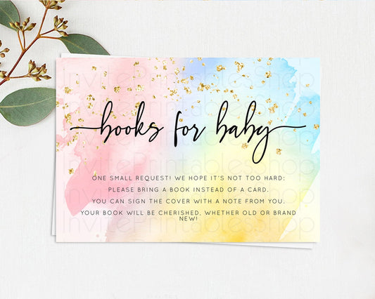 Pastel Books For Baby Card Pastel Rainbow Book Insert Colorful Ombre Watercolor Book Card Confetti Glitter Baby Book Poem Request D10557