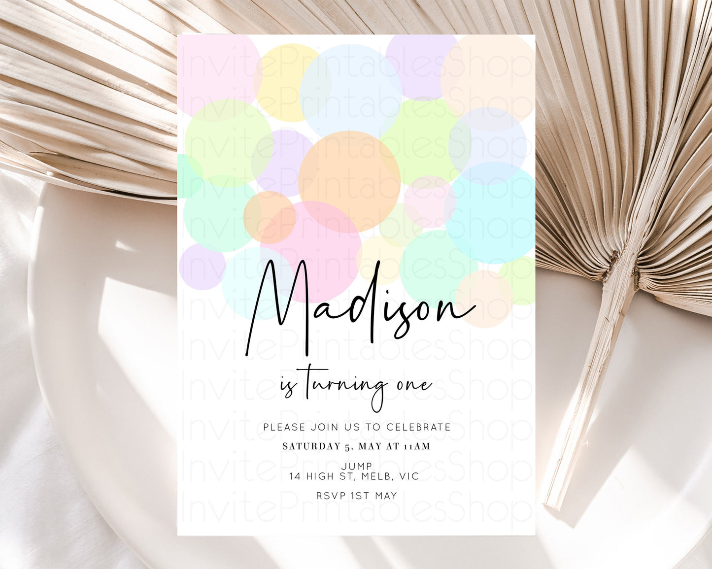 Bubbles Birthday Invitation Rainbow Confetti Invite Pastel Sprinkles Invite Pastel Colorful Art Fun Simple Birthday Invite 1st 2nd 3rd 208