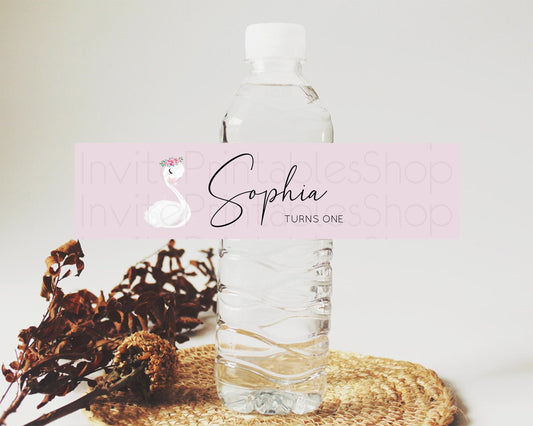 Editable Swan Water Label Template Swan Princess Ballet Party Decor Enchante