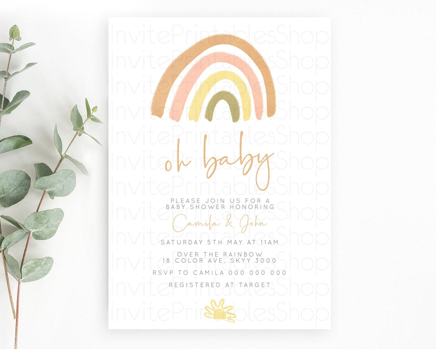 Pastel Rainbow Baby Shower Invitation Pastel Rainbow Invitation Rainbow Baby Invitation Pastel Invitation Boho Rainbow Invitation D10684