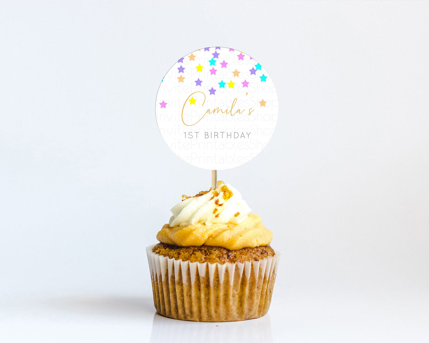 Star Cupcake Toppers Pastel Stars Cupcake Toppers Shooting Star Sprinkle Stars Rainbow Colorful Confetti Twinkle Little Star Decor D10397