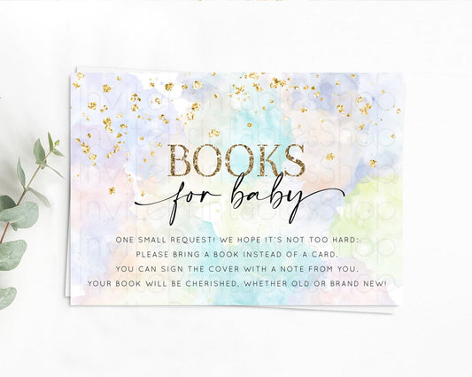 Pastel Books For Baby Card Pastel Rainbow Book Insert Colorful Ombre Watercolor Book Card Confetti Glitter Baby Book Poem Request D10613