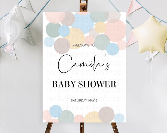 Rainbow Baby Shower Welcome Sign Pastel Welcome Board Pastel Rainbow Confetti Welcome Sign Colorful Bubbles Pastel Welcome Sign D10602