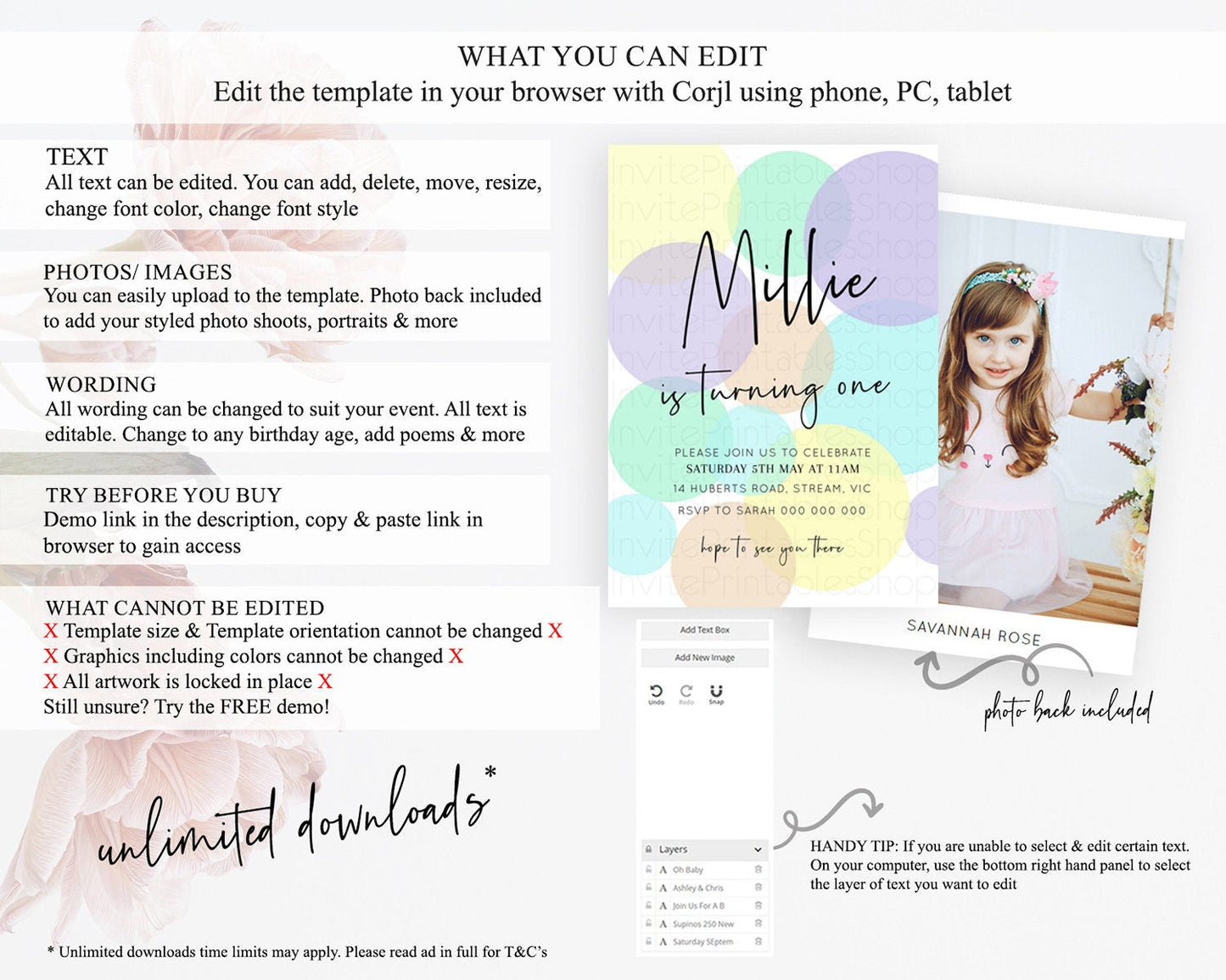 Pastel Birthday Invitation Pastel Confetti Birthday Invitation Bubbles Invitation Colorful Rainbow Confetti 2nd 1st First Birthday D10414