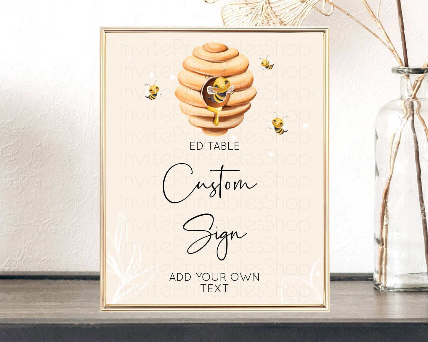Queen Bee Sign Momma BEE Table Sign Decor First BEE-DAY 1st Birthday Baby Shower Baptism Wedding Floral Sweet Honey Beehive Party D10754