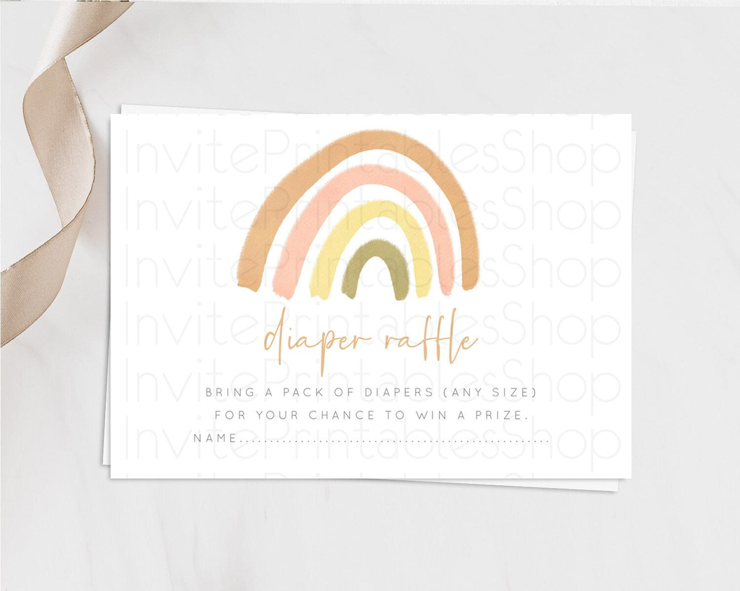 Pastel Rainbow Diaper Raffle Card Boho Rainbow Diaper Insert Boho Rainbow Diaper Ticket Pastel Watercolor Baby Shower Raffle Game D10684
