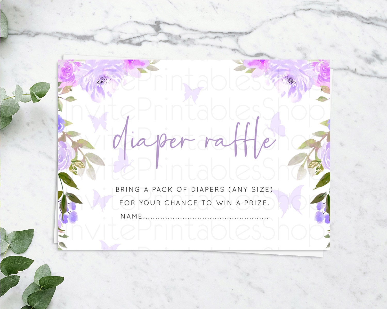 Editable Secret Garden Diaper Raffle Card Boho Wildflower Diaper Raffle Inse