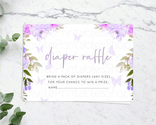 Editable Secret Garden Diaper Raffle Card Boho Wildflower Diaper Raffle Inse