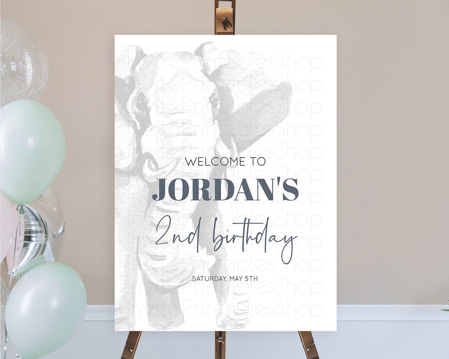 Elephant Welcome Sign Elephant Welcome Board Elephant Party Welcome Poster Safari Party Decor Elephant First Birthday Welcome Sign D10292