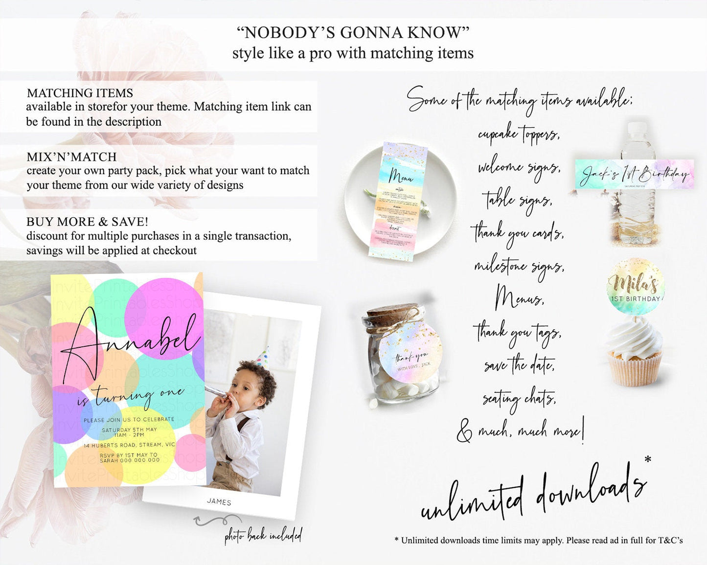 Pastel Birthday Invitation Pastel Confetti Birthday Invitation Bubbles Invitation Colorful Rainbow Confetti 2nd 1st First Birthday D10888