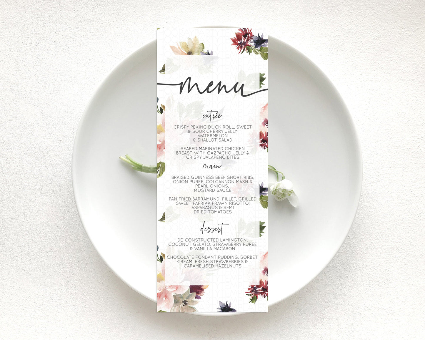 Secret Garden Menu Wildflower Menu Template Pastel Flower Garden Table Decor Boho Floral Dinner Dessert Floral Party Food Menu D10538