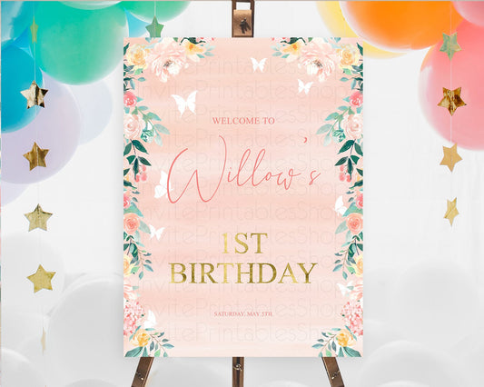 Secret Garden Welcome Sign Wildflower Welcome Board Pastel Flower Garden Welcome Poster Boho Wildflower First Birthday Welcome Sign D10245